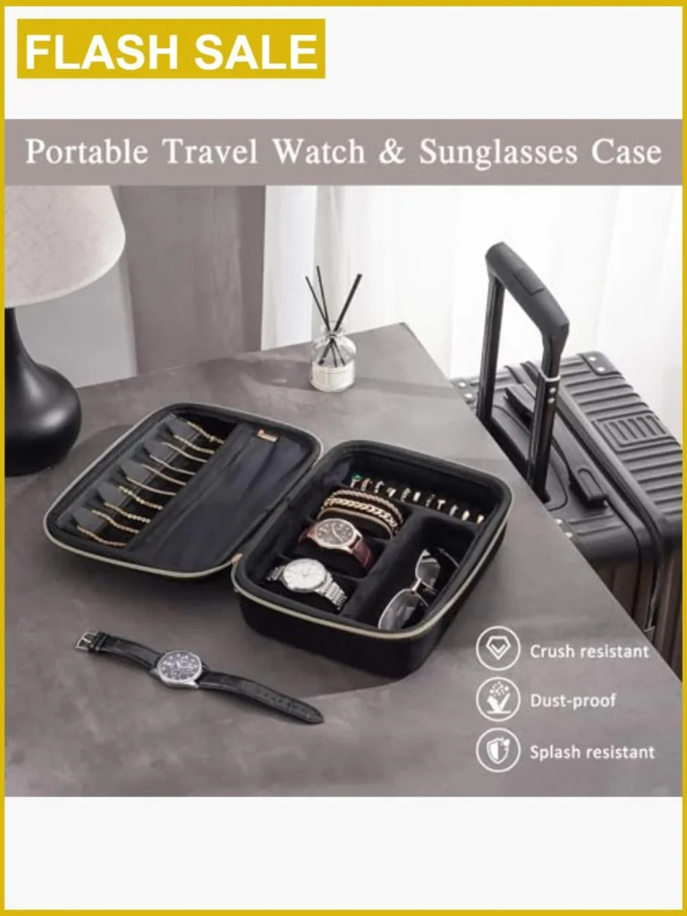 3 Slot Travel Watch Case Zippered Organizer Bag for Men